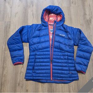 Columbia TurboDown Puffer Jacket 890TD Womens L Titanium Blue Pink Down